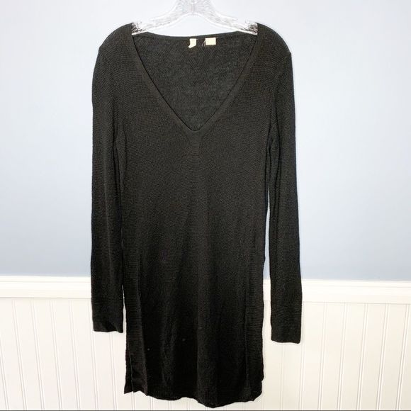 Anthro Moth V neck Side Split Sweater - Picture 2 of 7